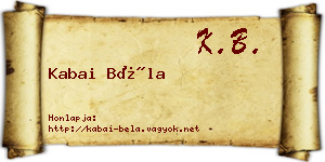 Kabai Béla névjegykártya