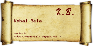 Kabai Béla névjegykártya