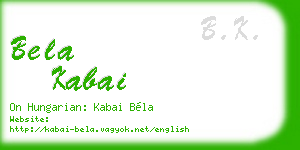 bela kabai business card